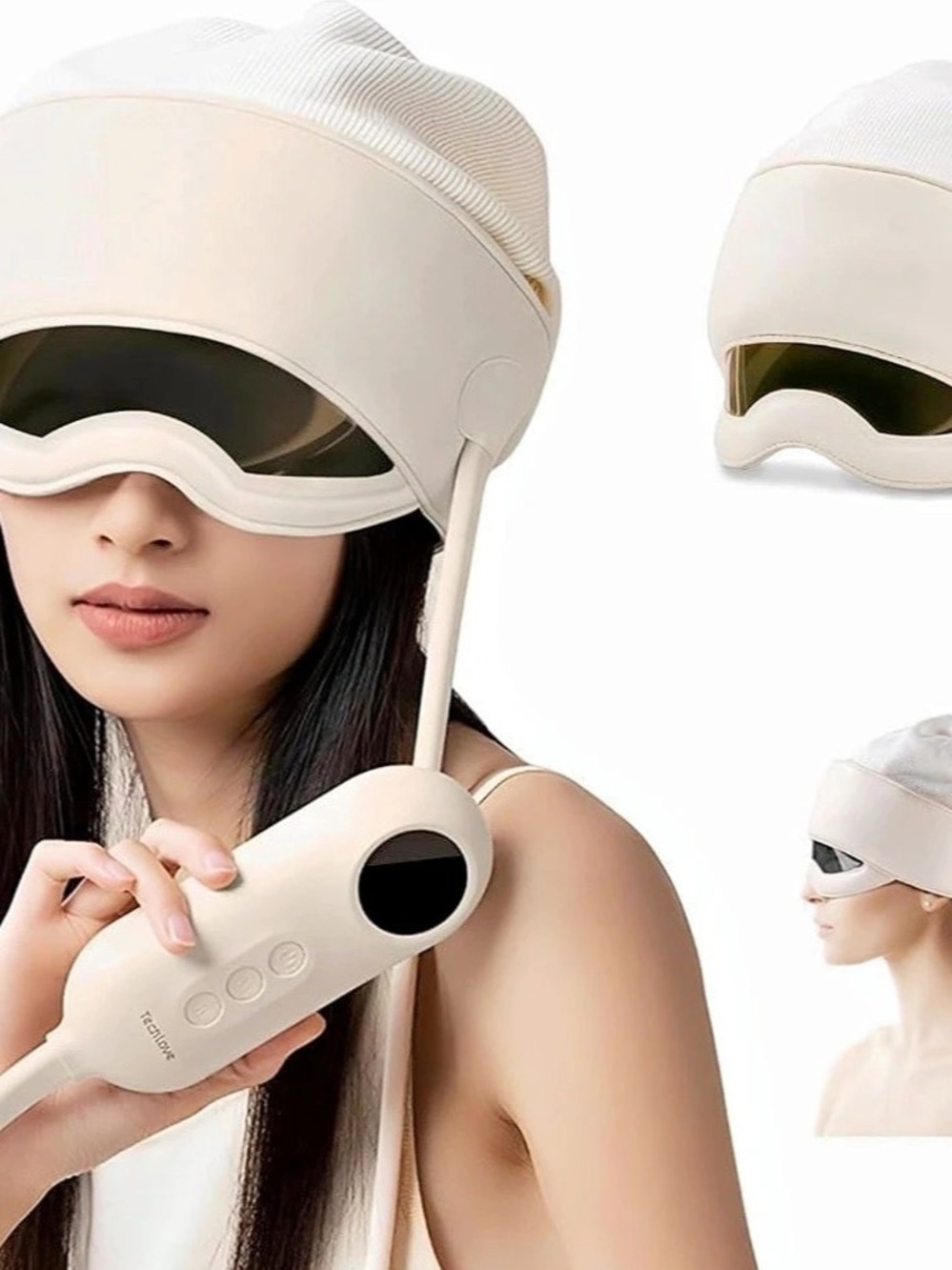 Techlove 3D Airbag Head & Eye Massager with Heat; wireless - rechargeable